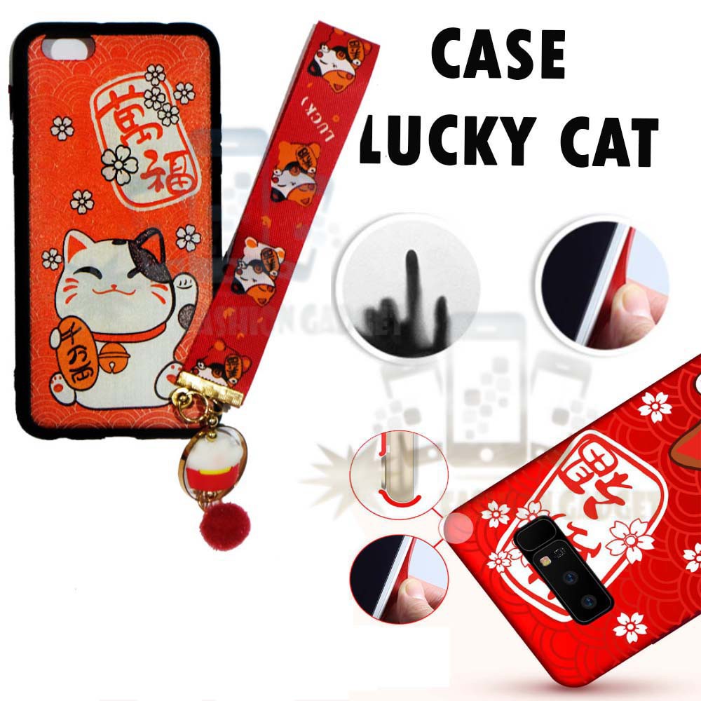 ANTI CRACK Oppo F3 Casing A77 Lucky Cat Case 3D / Silikon Maneki Neko Kucing Hoki +Kalung Tangan