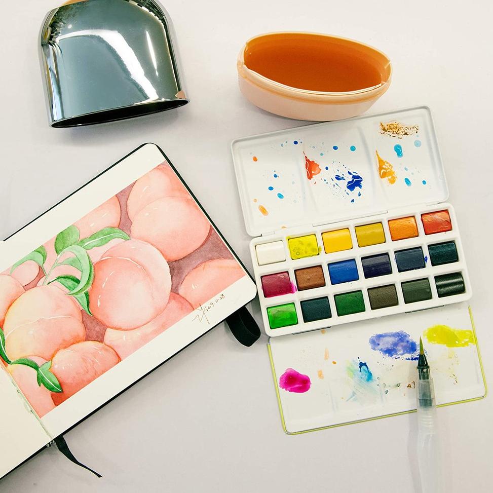 

[KODE YALCK] Miya Solid Watercolour Box Set 18Clr (WITH WATER BRUSH + WATERCOLOR PAPER)