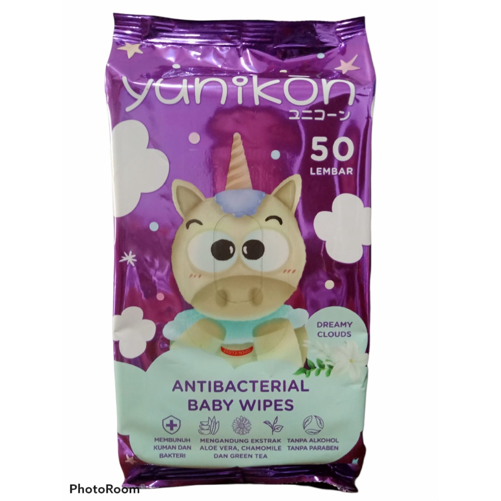 Jual Tissue Yunikon isi 50 Lembar Antibacterial Baby Wipes Shopee