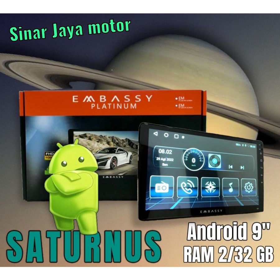 HEAD UNIT ANDROID DOUBLEDIN EMBASSY PLATINUM SATURNUS 9 INCH TERMURAH