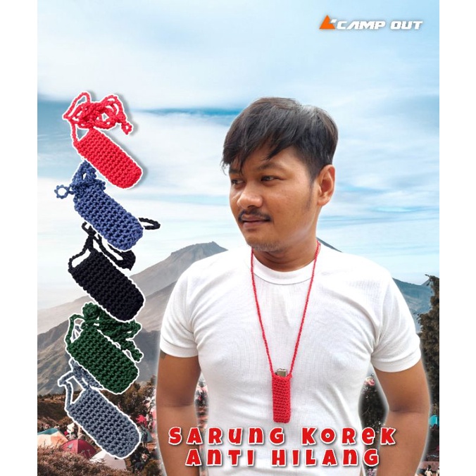 sarung korek api / strap tali rajut / gantungan korek etnik