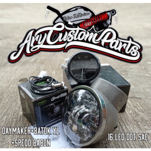 Unik Batok lampu YL set daymaker 16 led speedometer digital babon Murah