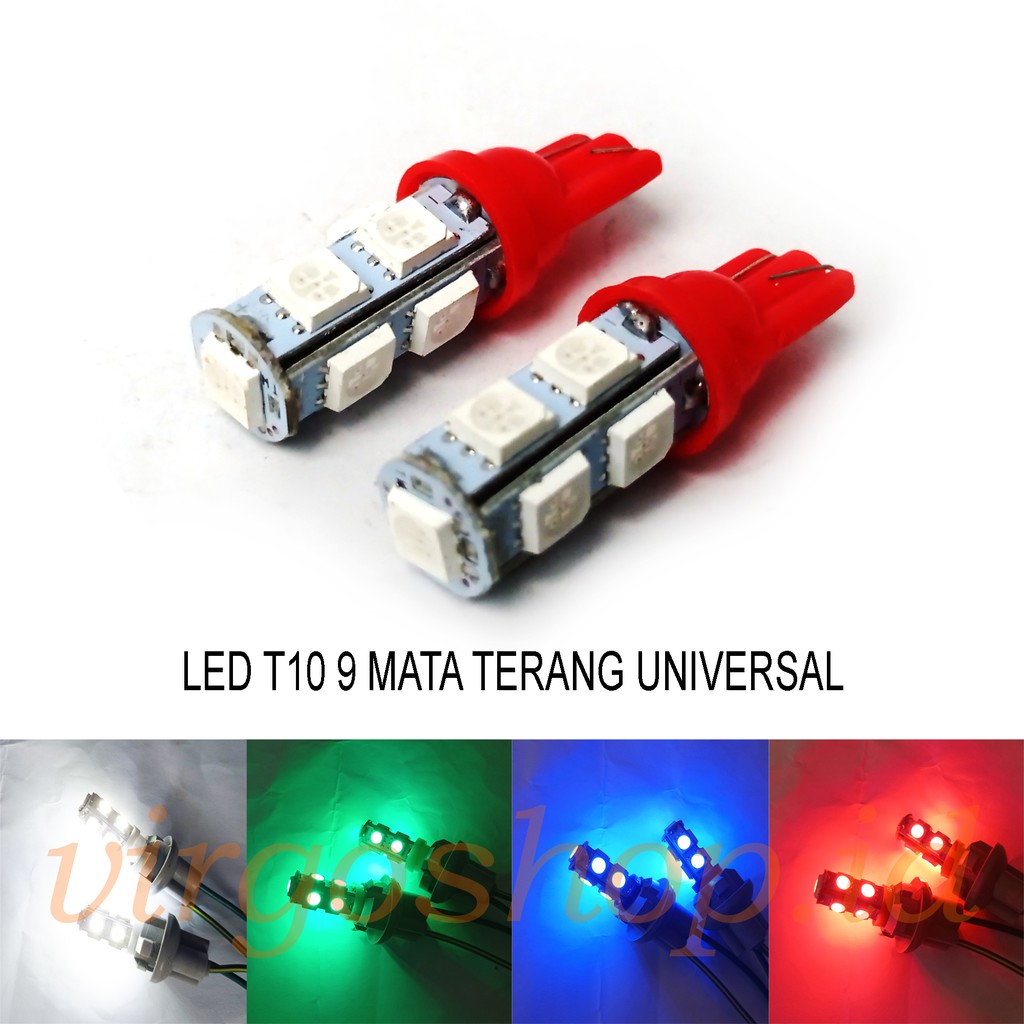 Virgo Racing LED 9 Mata T10 Untuk Lampu Motor 2 Pcs - Merah