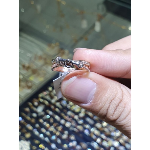cincin kombinasi warna emas 750 italy silang