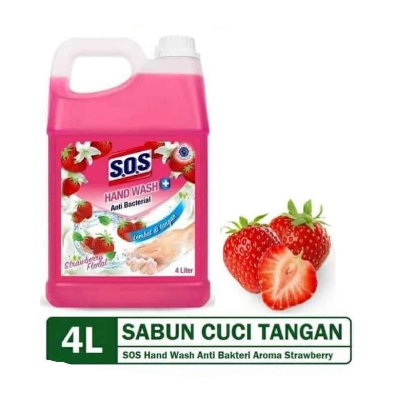 SOS Handwash Antibakteri Jerigen 4L - Sabun Cuci Tangan Anti Bakteri Kemasan Besar Sekolah Kantor Pabrik