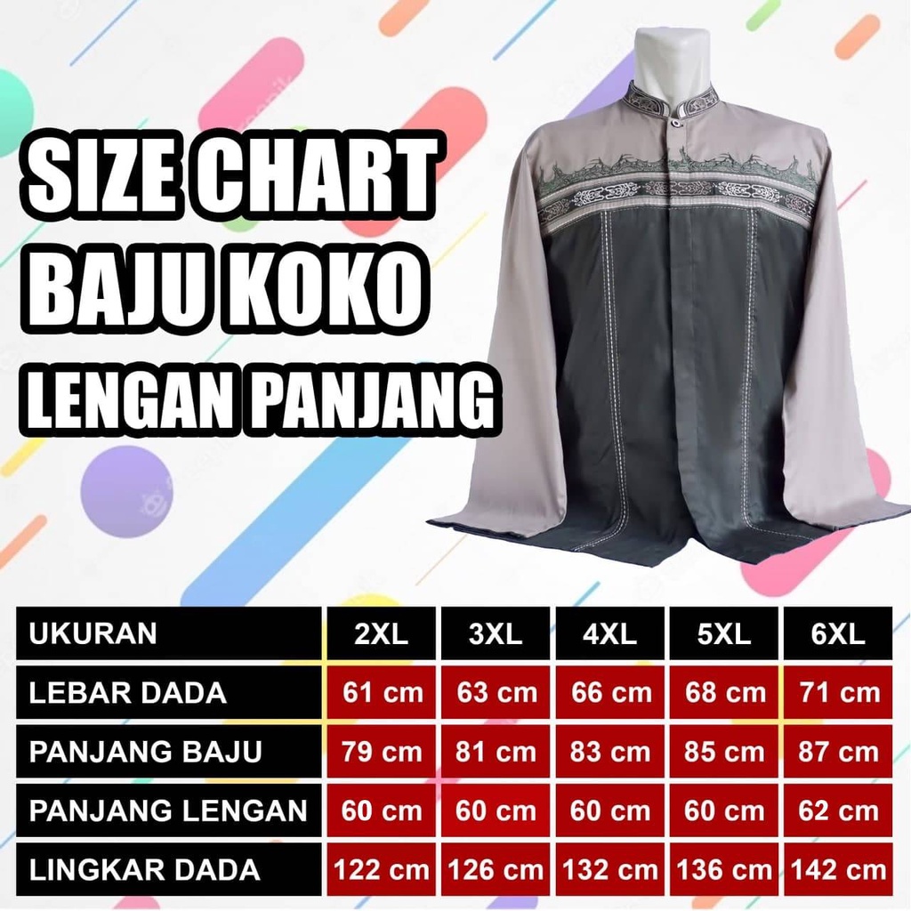 Terbaru !!! Baju Koko BIG SIZE Terbaru Lengan Panjang Rafa Size XXL XXXL XXXXL 5XL - Ukuran Jumbo