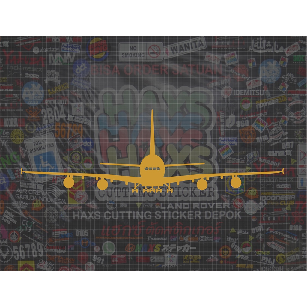 Cutting Sticker Pesawat A380 Kaca Mobil Ukuran 60 Cm