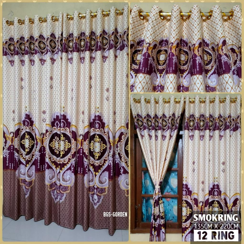 Gorden Katun Smokering / Hordeng cutton disperse / EMILY GORDYN /  mimimalis ring 12, 135 x 200 Korden Hordeng Tirai Jendela Pintu Varian Motip|| gorden kolong dapur