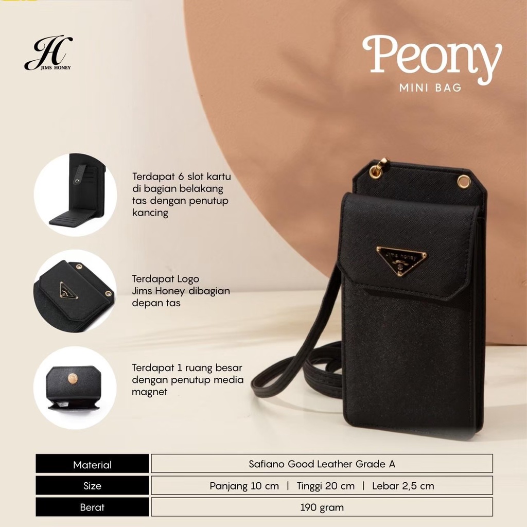 Jims honey Tas Selempang Sling Bag Tempat HP Remaja Cewek Wanita Import Mini Kecil Kekinian Terbaru Korea Peony Mini Bag