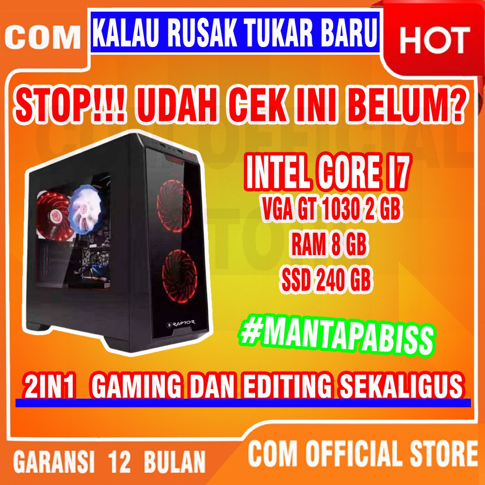 Bergaransi (GGP) cpu komputer computer CORE I7 8GB rakitan GAMING EDITING DESAIN MURAH GARANSI 1