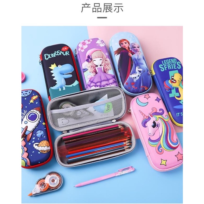 

Tempat Pensil Motif Frozen Unicorn Dino Superhero Kartun 3D Bahan Eva
