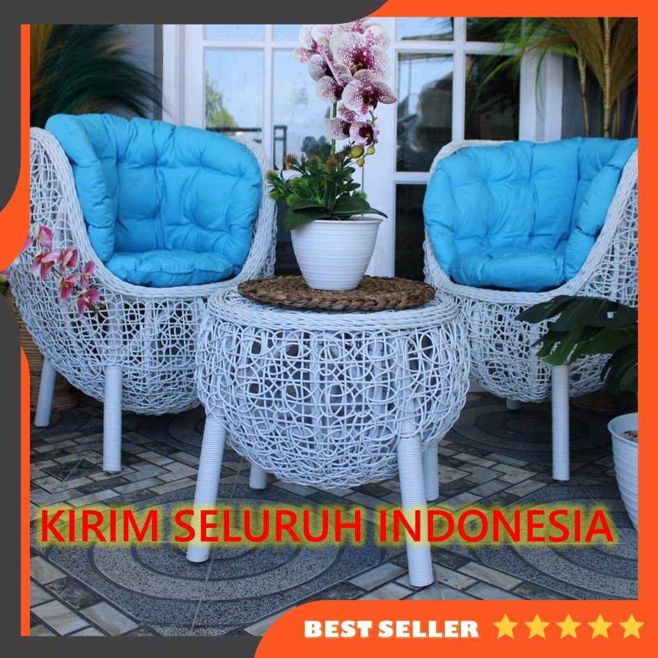 Kursi Teras Brekele Cantik Furniture Rotan Sintetis Full Jok Busa-2