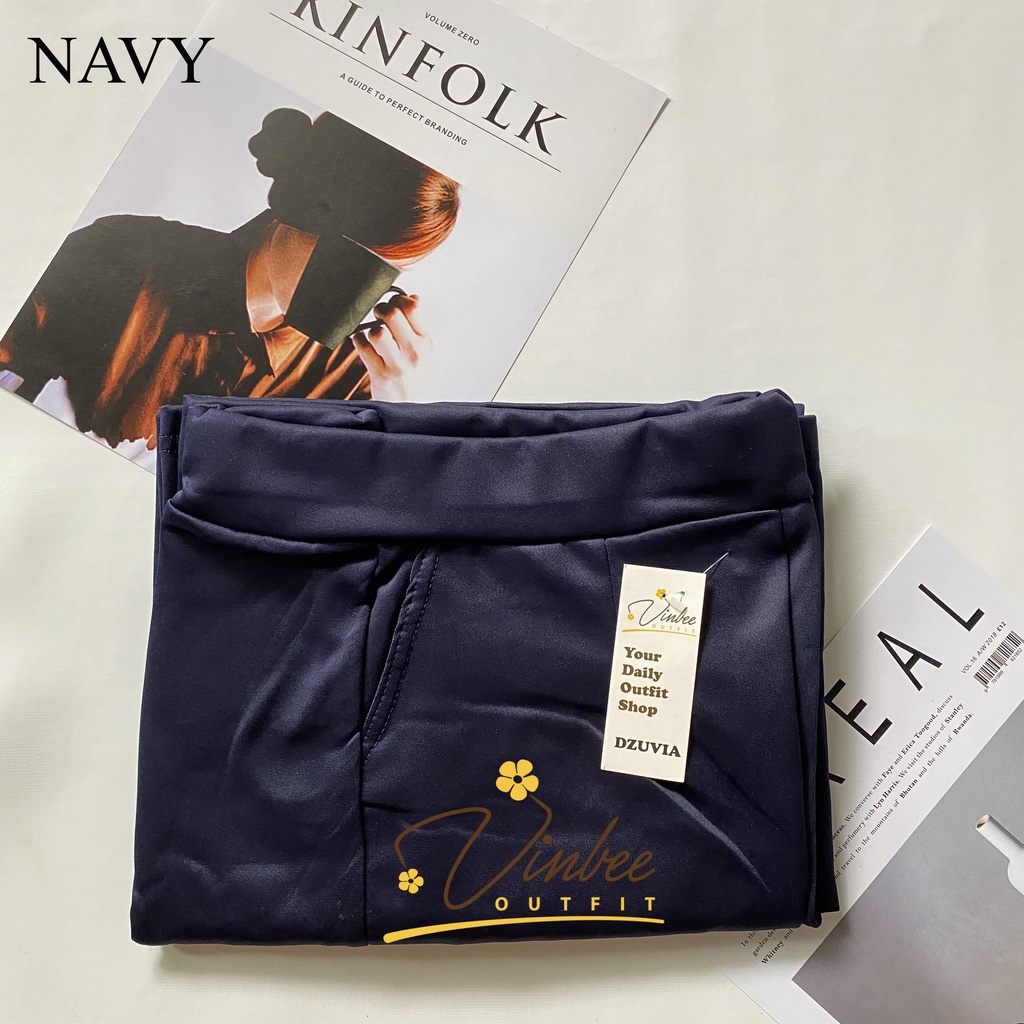 VIOLET HIGHWAIST LOOSE PANTS KULOT CRINCLE AIRFLOW-KULOT SCUBA - NAVY