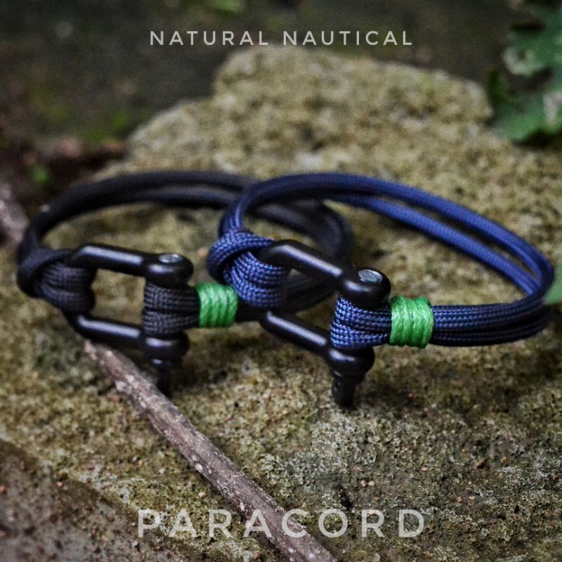 Gelang Pria Keren Paracord Nautical Hitam Cowok Bracelet Laki Laki Wanita Cewek Viral Terbaru Outdoor Shackle Aesthetic Premium