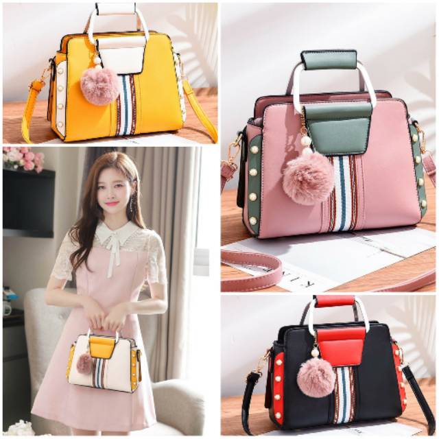 TAS JINJING FASHION KOREA STUDD LUCU SLINGBAG KAMPUS KANTOR PRADA MURAH MODEL IMPORT BATAM
