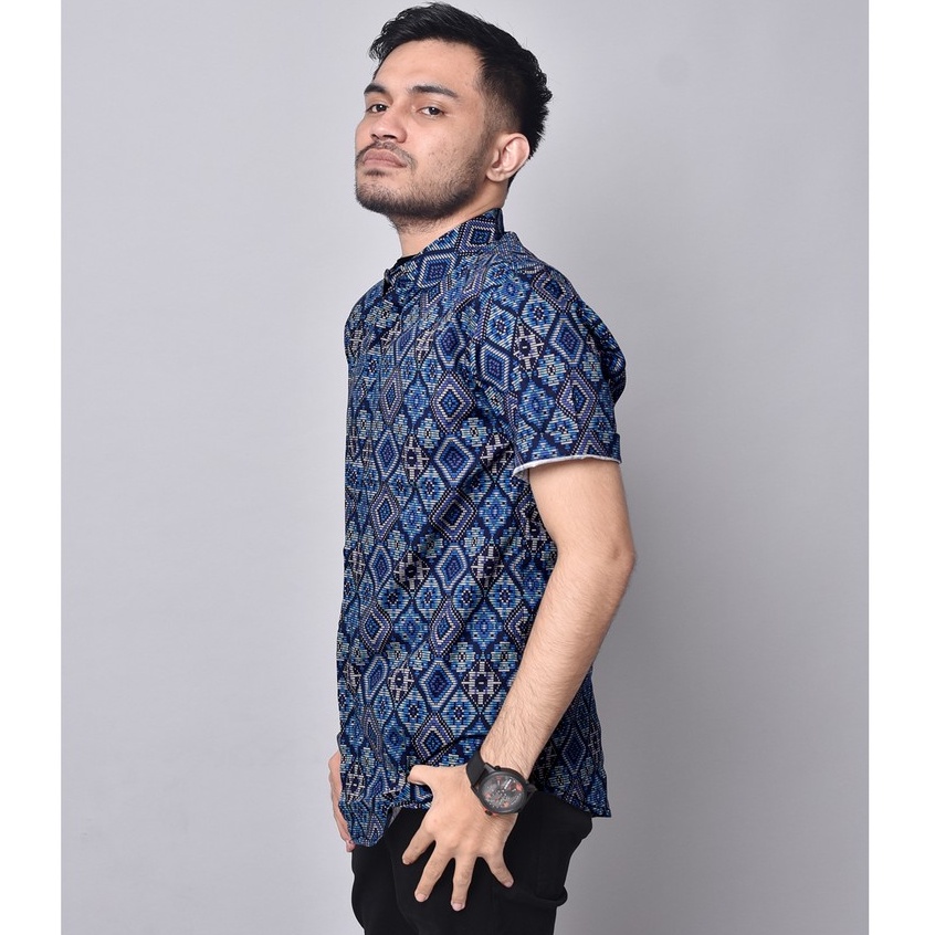 BIG SALE 4.4 New Arrival Distro Batik Pria Bordir Sogan Batikaf Notoarto Batik Ipnu-Ippnu Hem Pria-DIAMON PNDK BIRU