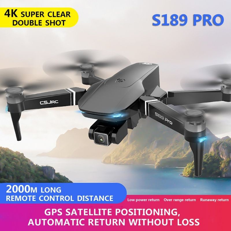 cod drone gps murah lipat csjrc s189 pro 4k kamera plus tas