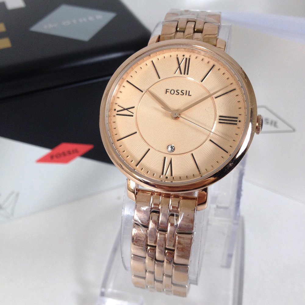 Jam Tangan Wanita F055il ES3435 rosegold date 38mm Original