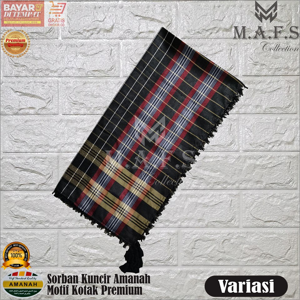 SORBAN SHEMAGH SORBAN KUNCIR AMANAH FULL WARNA MOTIF KOTAK