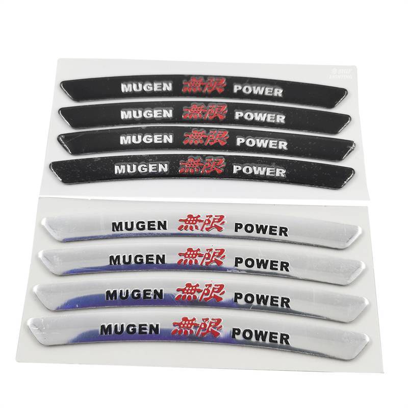 4 x Aluminum MUGEN POWER Letter Logo Car Auto Wheel Tire Decorative Emblem Badge Sticker Decal HONDA MUGEN