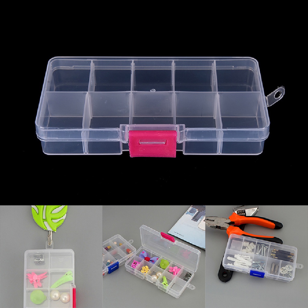 [OOID] Plastic10 Slots Adjustable Jewelry Storage Box Case Craft Organizer Beads ID