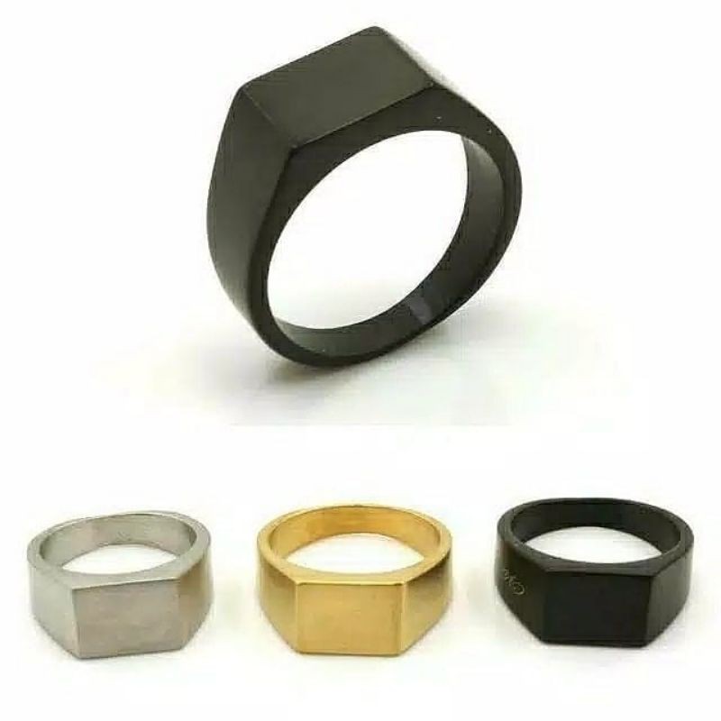 Cincin titanium pria square simple