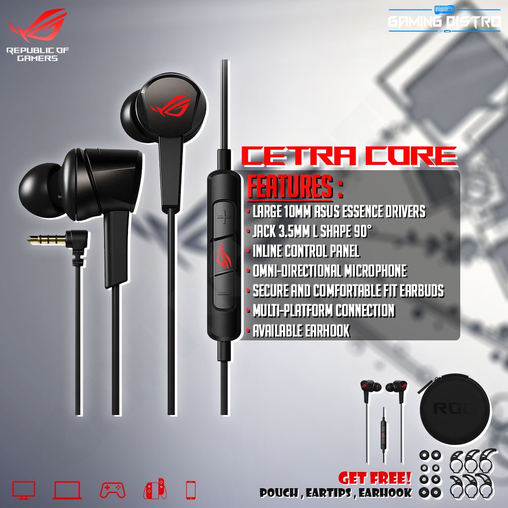Headset Gaming ROG Cetra Core - Earphone Republic Of Gamers Cetra Core