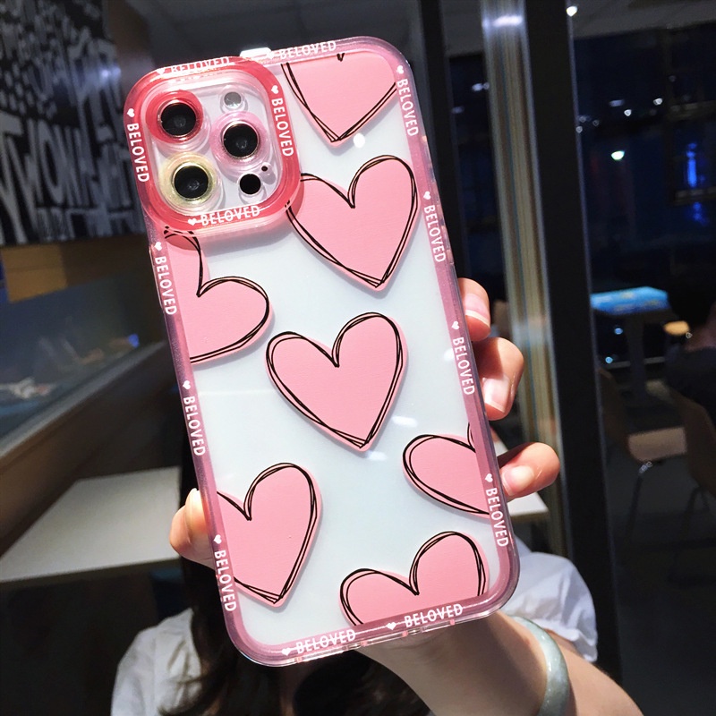 Soft Case Silikon TPU Motif Hati Merah Untuk IPhone 13 12 Mini 11 10 Pro XS Max X XR 8 7 6 6S Plus SE 2020