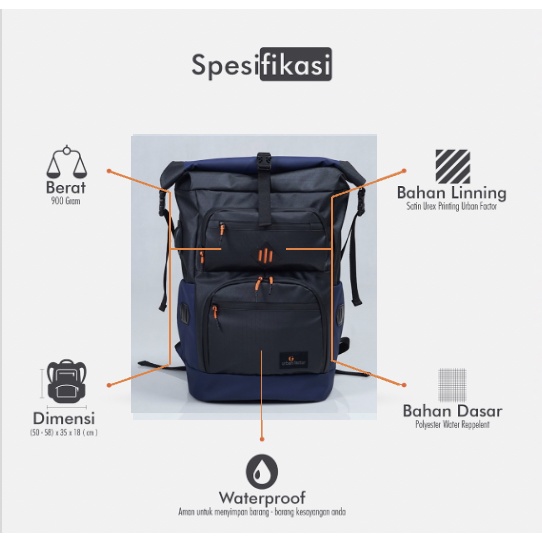 AILERON BLACK NAVY |MANNEEDME x URBAN| Tas Ransel Punggung Pria Backpack ORIGINAL