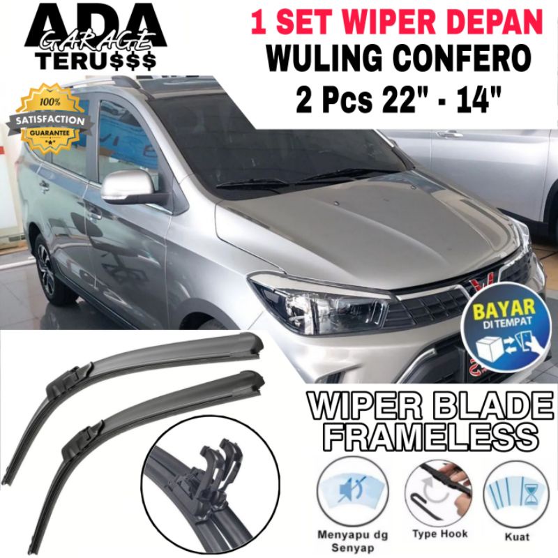 Wiper Mobil Wuling Confero Frameless 1 Set 2 Pcs Karet Wiper Kaca Depan
