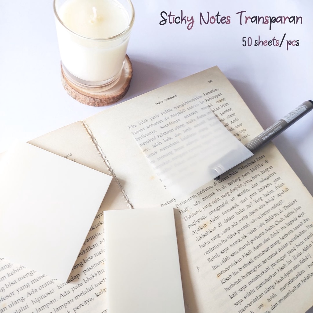 

Sticky Notes Transparan - Bahan Plastik Anti Air Isi 50 Lembar