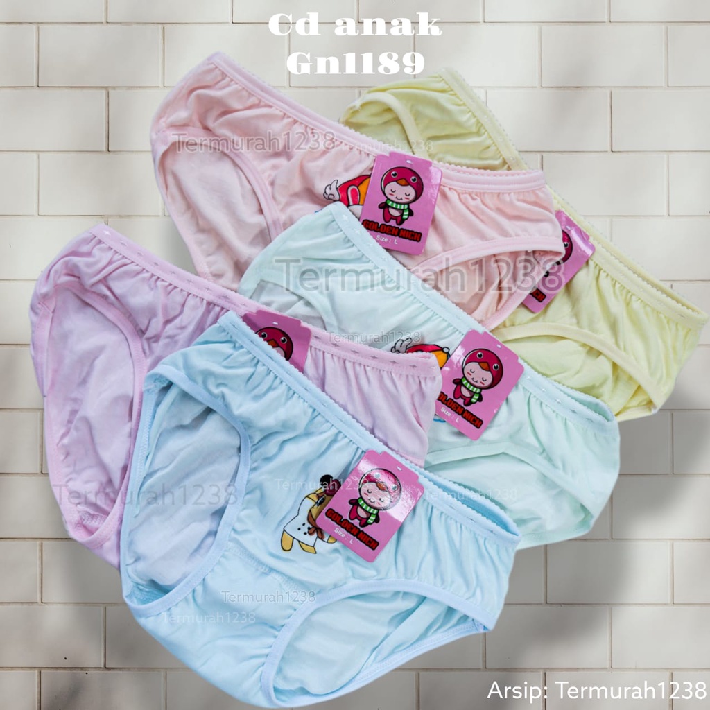 Celana Dalam Anak Perempuan | 3Pcs Cd Anak Golden Nick 1189, 1188 | Cd Katun | Celana Anak SD
