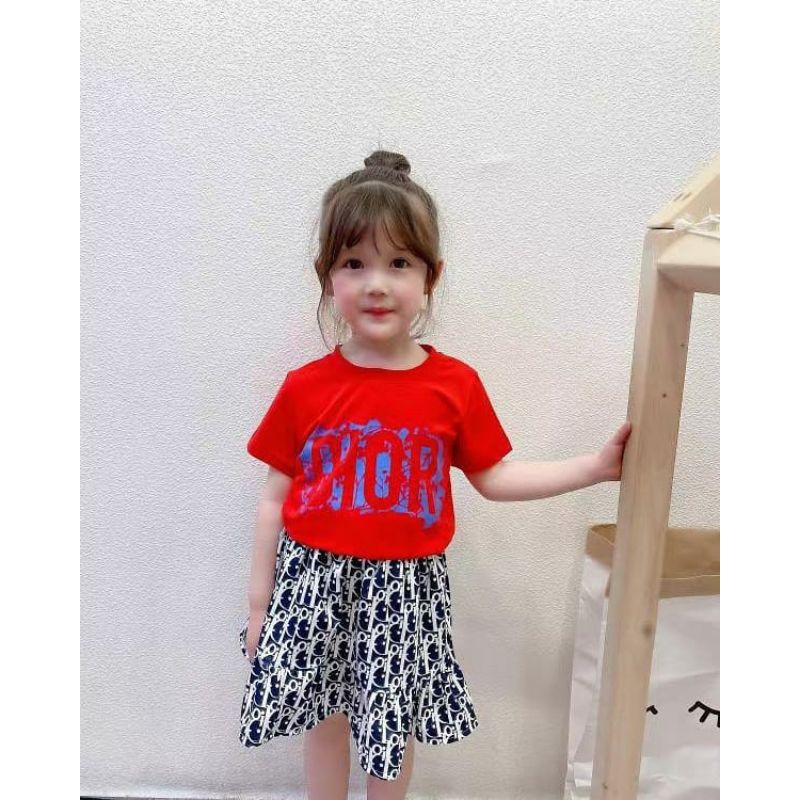 setelan anak perempuan/setelan anak/setelan import/setelan rok/anak perempuan/rok pendek/dior