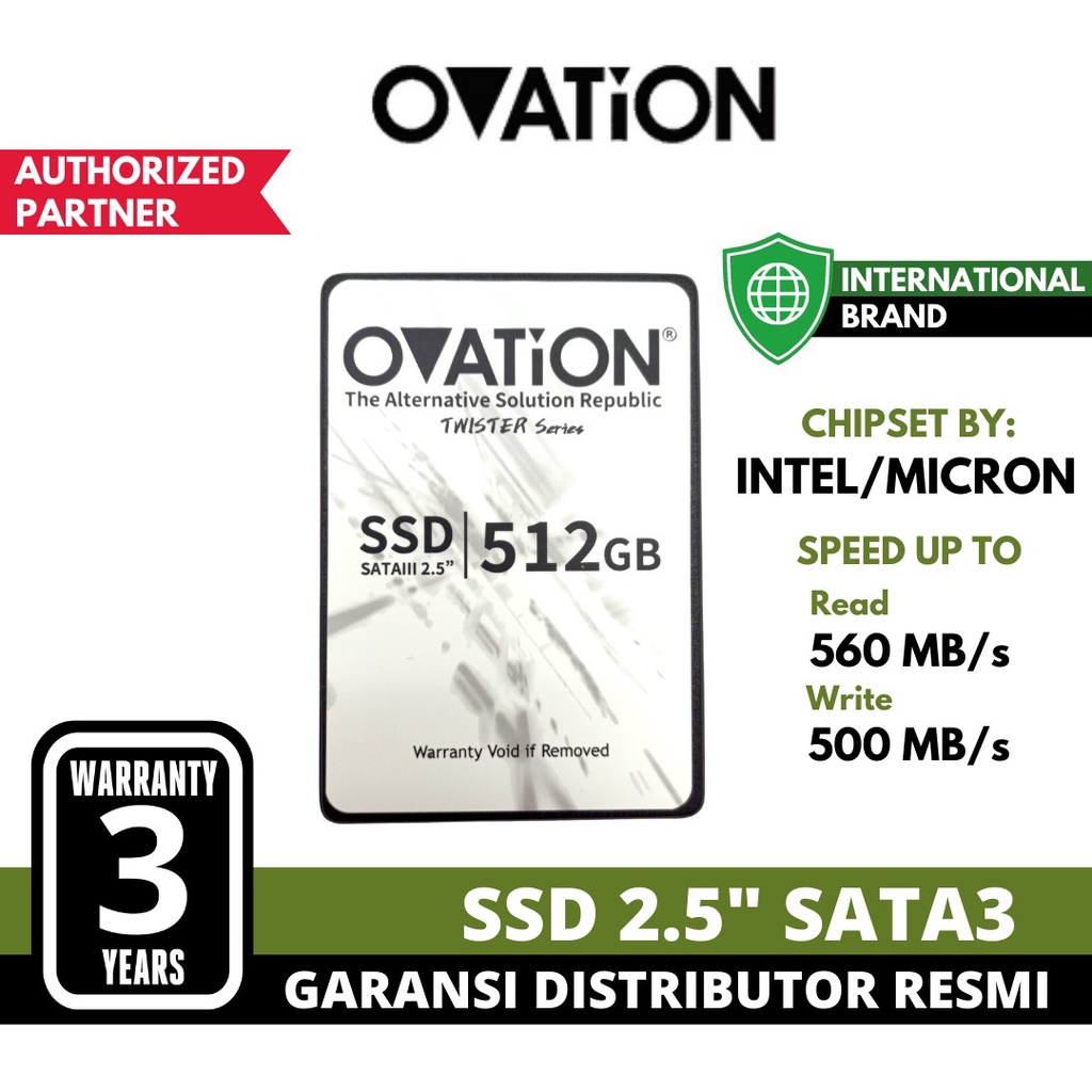 OVATION SSD 256GB / 1TB / 512GB / 512 / 128GB  2.5&quot; SSD SATA SSD Internal SSD SATA3 SSD Comparable SSD 120GB / SSD 240GB / SSD 500GB SSD 256 Samsung SSD RX7 SSD WD SSD VGEN SSD MIDAS SSD EYOTA Garansi Distributor Resmi 3 Tahun