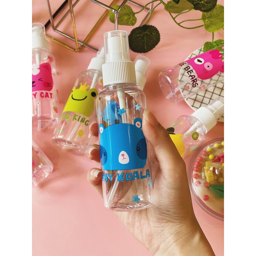 VS BG - BOTOL KARAKTER Spray 100ML plastik tutup putih Warna/Bening