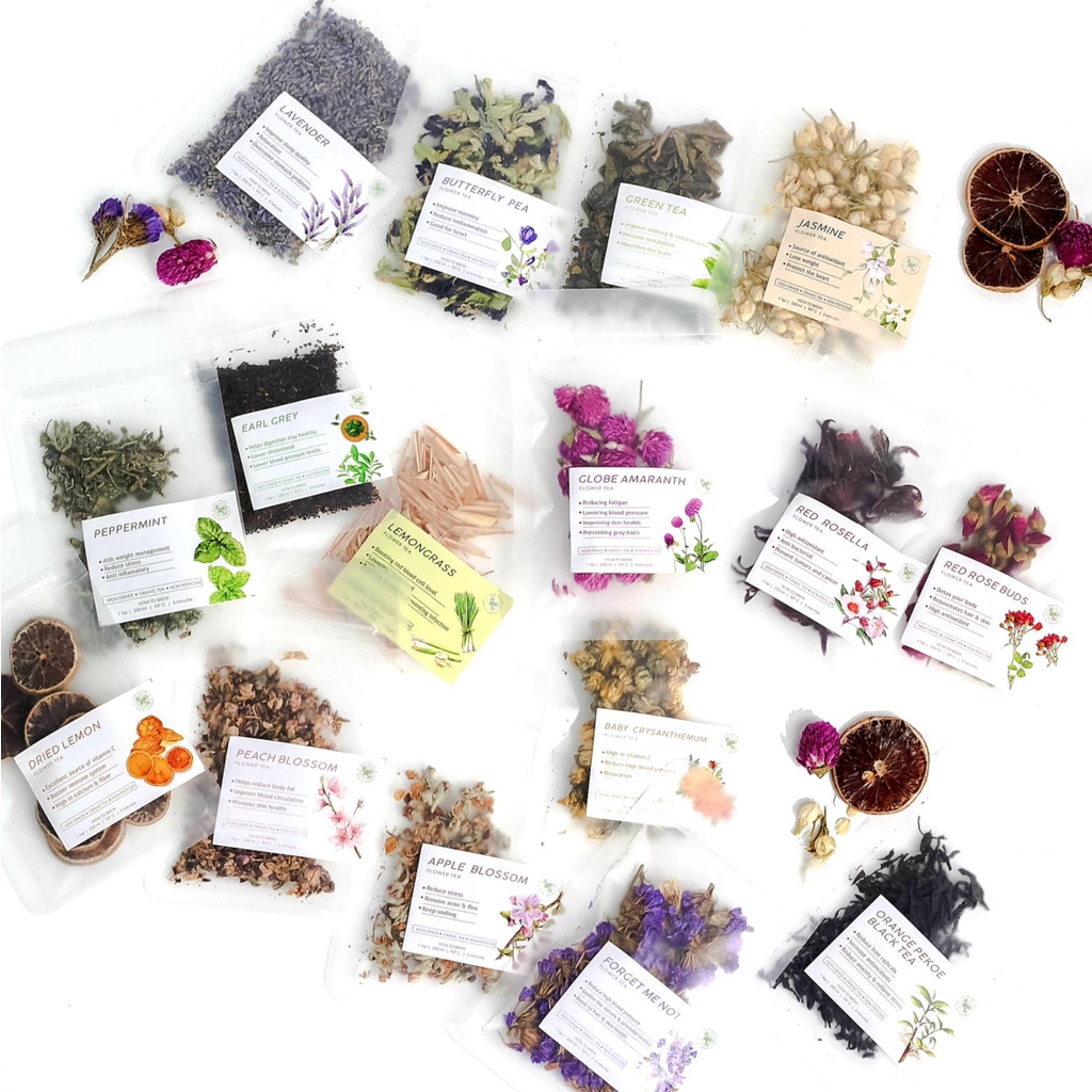 Flower Tea / Teh Bunga Premium Trial Sachet / Lavender / Green Tea / Black Tea / Telang / Rosella