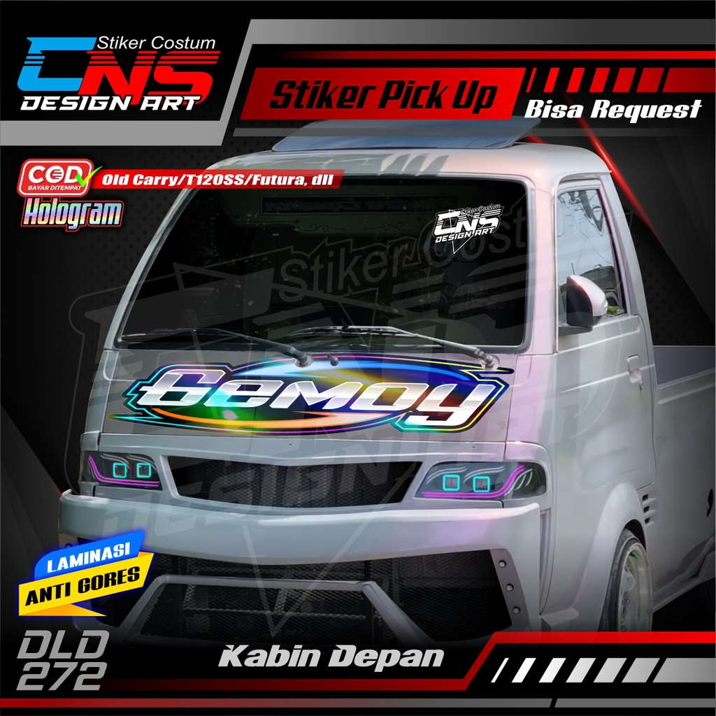 Stiker Hologram Kabin Depan Pick Up FUTURA/OLD CARRY LAMA/T120SS,dll Full Laminasi Anti Gores GEMOY 