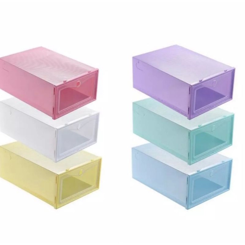 Kotak Sepatu Lipat Transparan Tebal Shoes Storage Box Organizer Rak Sepatu Plastik Susun