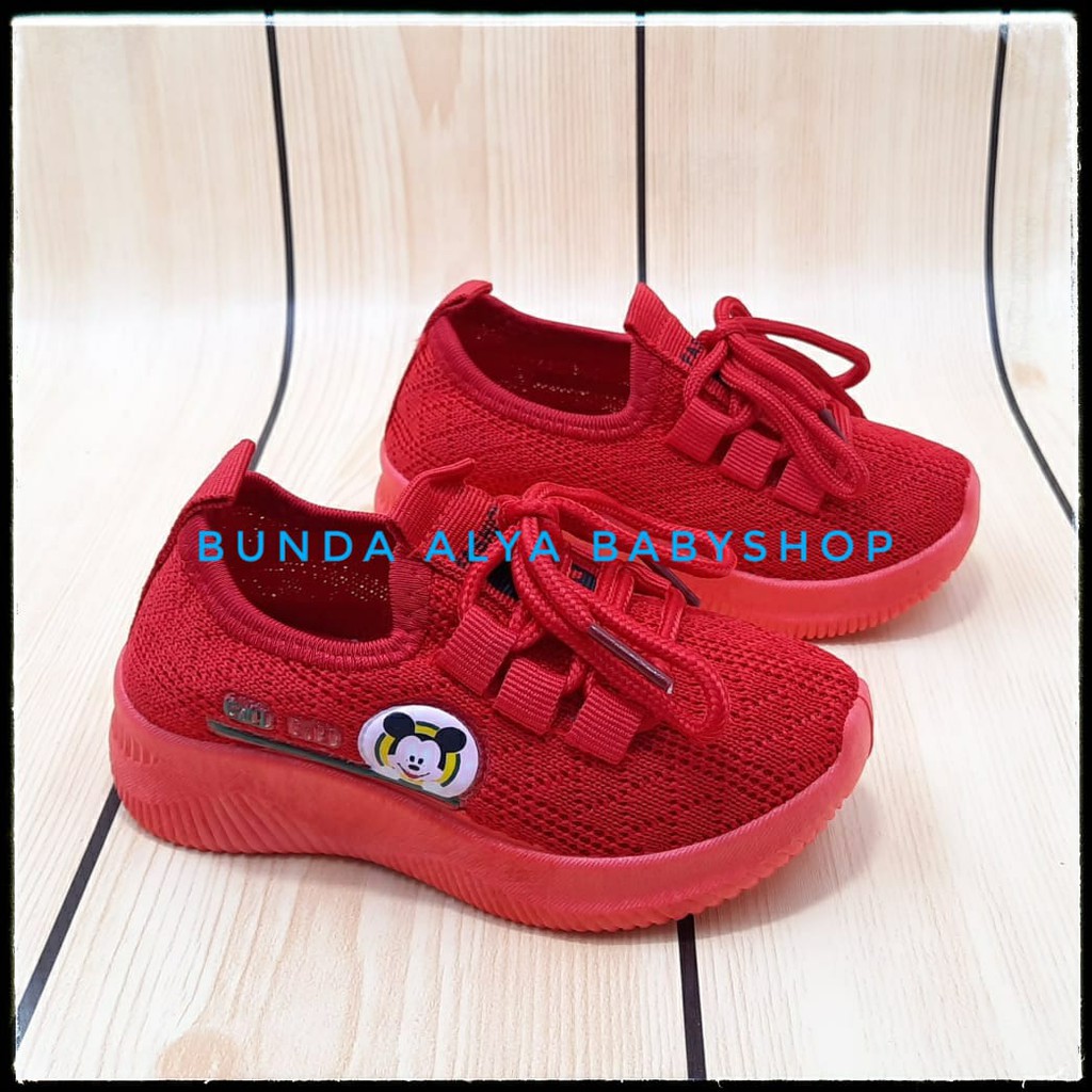 Sepatu Anak Laki Laki IMPORT Usia 2 Tahunan MERAH Elastis - Sepatu Anak Cowok Lentur Size 22 SALE