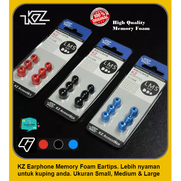 ORIGINAL KZ Knowledge Earphone Memory Foam Eartips 3 ukuran S, M &amp; L