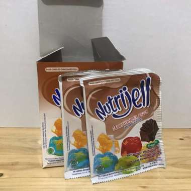 

Tepung Powder Nutrijell Jelly Jeli Puding Agar-agar Rasa Coklat Per Dus Isi 12 Pcs