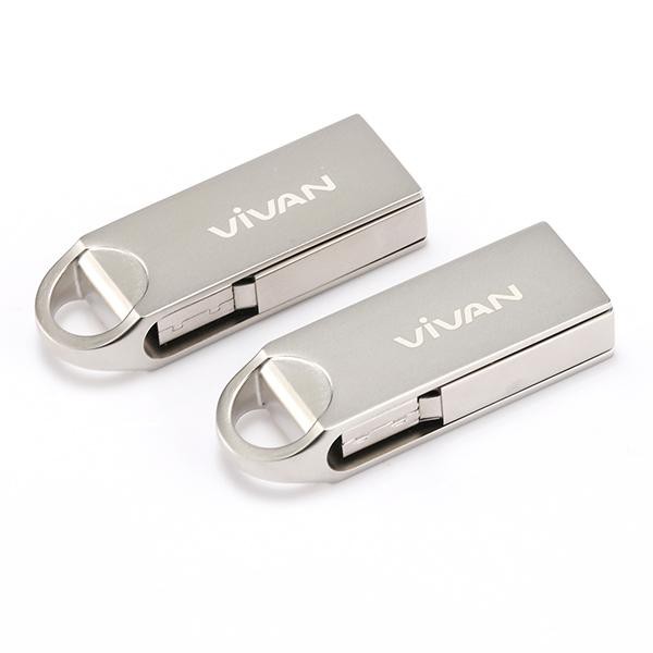 silver Flashdisk Vivan VF216 16gb / VF208 8gb with 360 rotation Pearl Nickel original