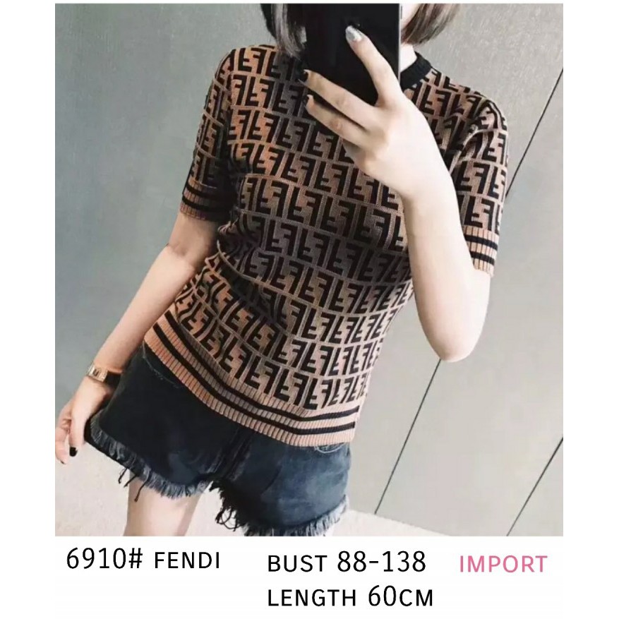 Baju Atasan Wanita New Fendi Lengan Pdk Tanpa Pita