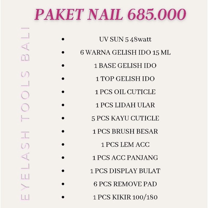 PAKET HEMAT A1 PAKET USAHA NAIL GEL NAIL ART