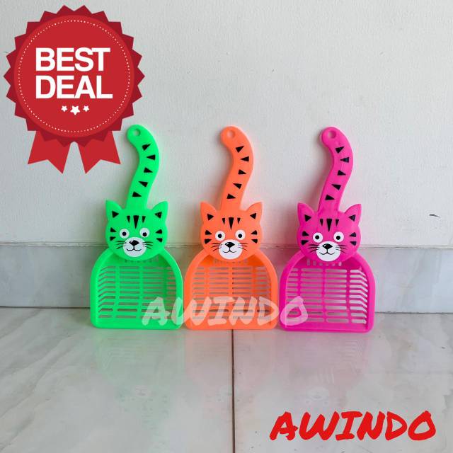 SEROKAN PASIR KUCING MOTIF 4 - Sekop Skop Pasir Kotoran Kucing Anjing Kelinci Cat Litter Scoop