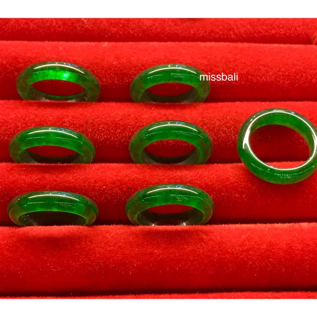 cincin giok polos warna hijau pekat