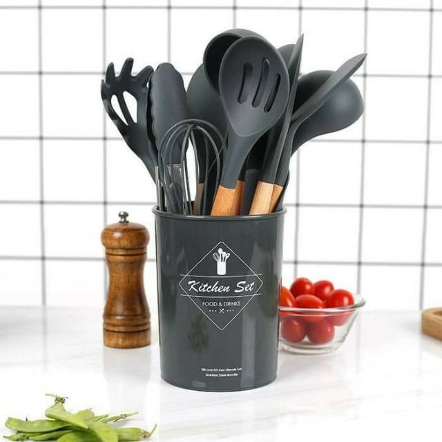 silicone utensil set 11pcs / peralatan masak sutil spatula silikon lengkap