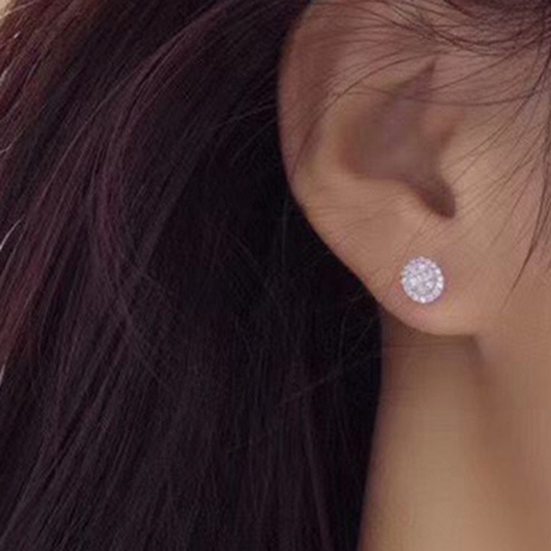 Anting Stud Kristal Kubik Zirkonia Bentuk Oval Untuk Wanita