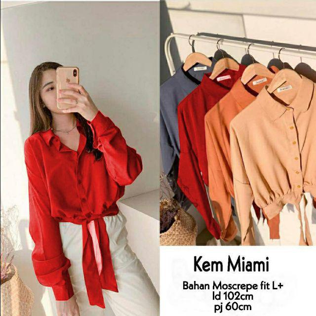 PC-[READY STOCK] Kemeja Miami Good Quality / Kemeja Wanita / Casual Style / Fashion Wanita-Merah