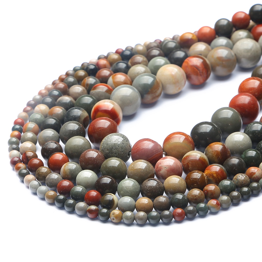 32-89 pcs Hot Jual Natural Ocean Stone Beads, Diameter 4/6/8/10/12mm, Diameter lubang sekitar 1mm, Digunakan untuk Membuat Perhiasan DIY Strand